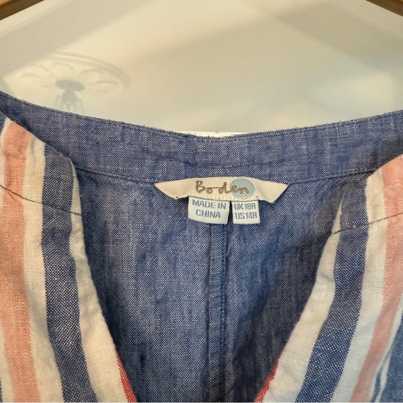 Boden Linen Blue Striped Shift Dress Size 14 US - Picture 3 of 6